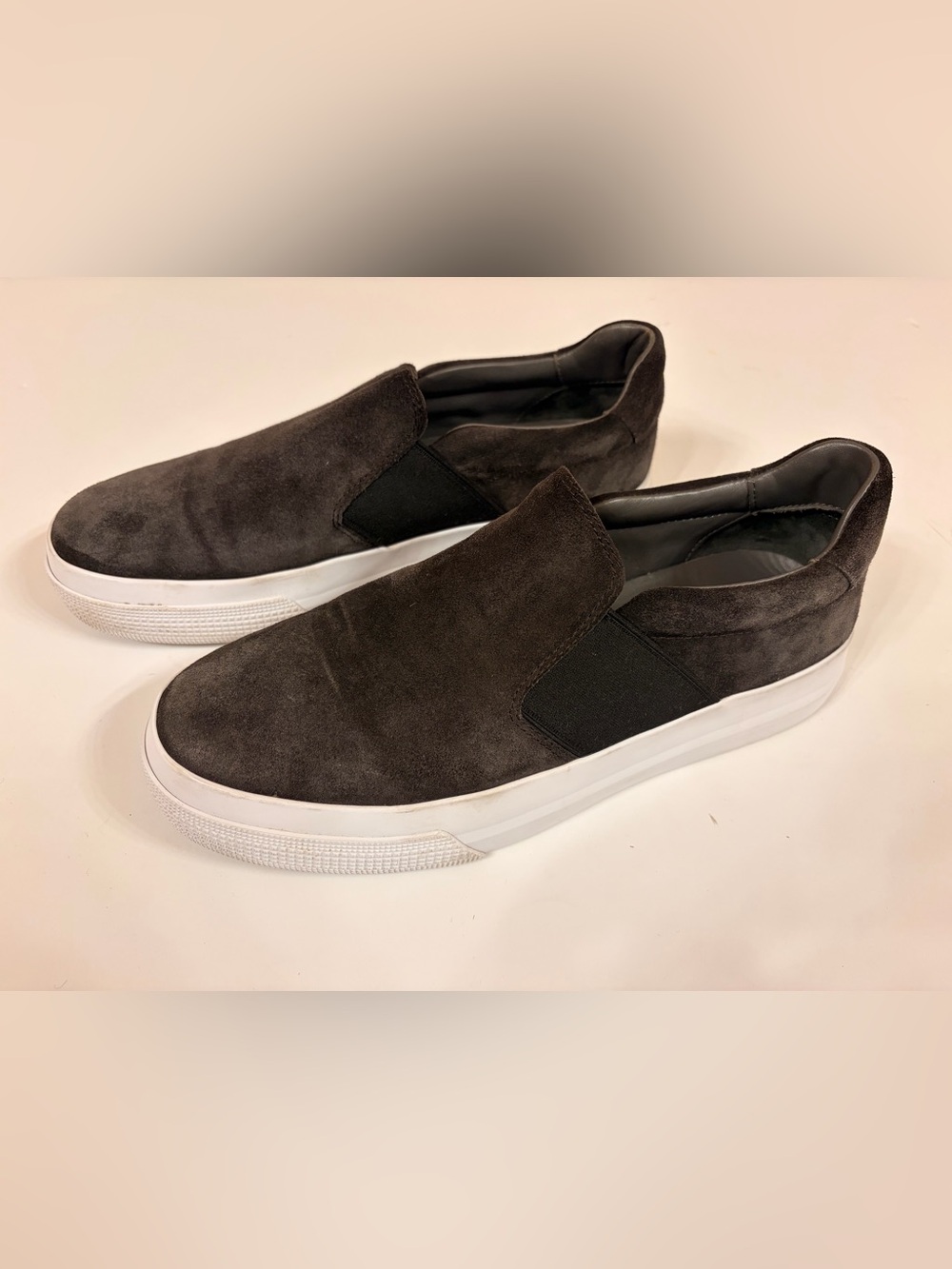 Vince Gray Suede Slip On Sneakers, Women’s 8.5